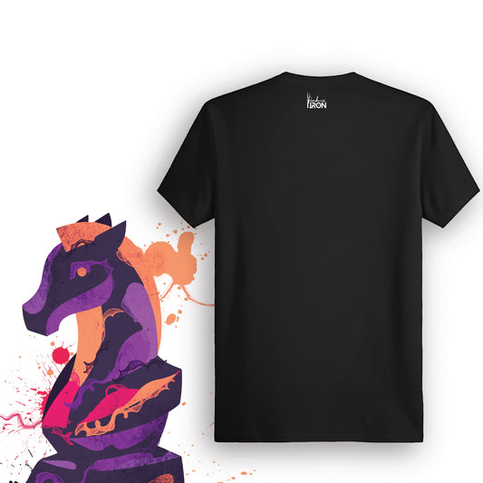 Knight T-Shirt (Black) – Clean black back, delivering a minimalist contrast to the intense, front-facing design.