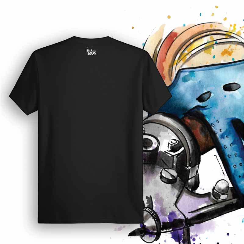 Clutching It Up Motorcycle T-Shirt (Black) – Back view of biker tee by Ink and Iron, with minimal yet bold design celebrating precision, throttle control, and the thrill of stunt riding on soft, breathable cotton.