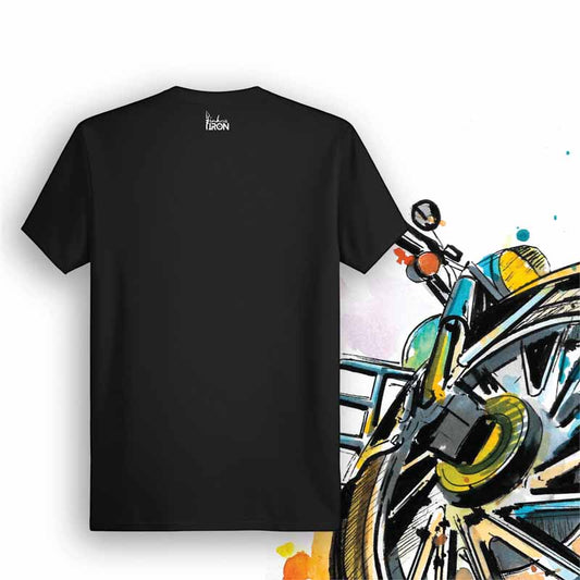 Dyno Motorcycle T-Shirt (Black) – Back view of biker tee by Ink and Iron, with minimal yet bold design celebrating horsepower gains, speed tuning, and the pursuit of peak performance on soft, breathable cotton.