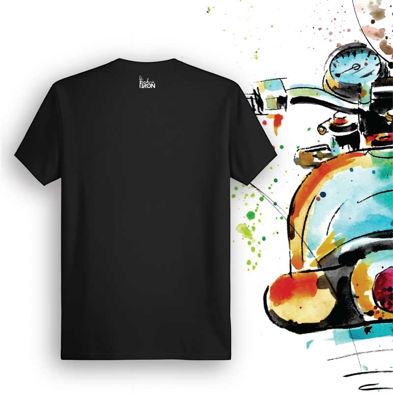 Scrambler Motorcycle T-Shirt (Black) – Back view of biker-inspired tee by Ink and Iron, with minimalistic yet bold artwork on soft, breathable cotton.