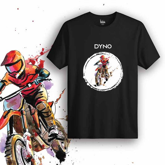 Dyno II Motorcycle T-Shirt (Black) – Front view of biker tee by Ink and Iron, featuring hand-drawn artwork inspired by high-performance tuning, dynamometer testing, and precision speed optimization on premium cotton.