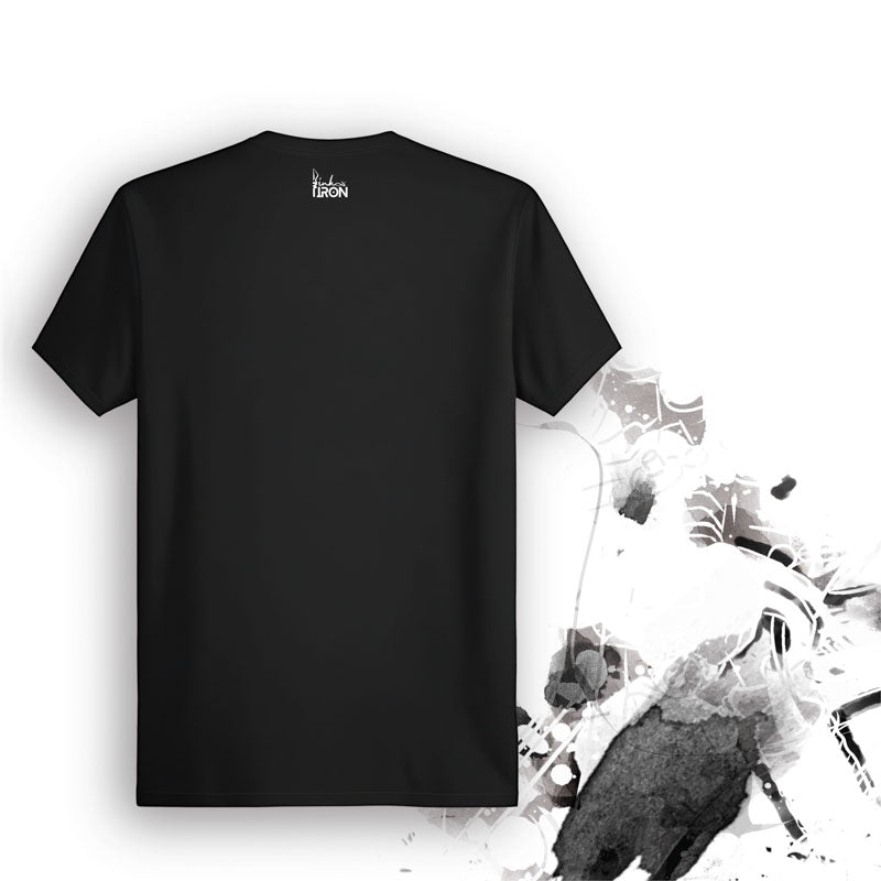 Outlaw Motorcycle T-Shirt (Black) – Back view of biker tee by Ink and Iron, with minimal yet bold design capturing the essence of independence, rule-breaking, and the renegade biker lifestyle on soft, breathable cotton.