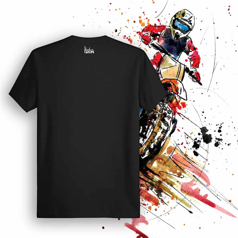 Blip Motorcycle T-Shirt (Black) – Back view of adventure-inspired tee by Ink and Iron, with minimal yet bold motorcycle-themed design on soft, breathable cotton.