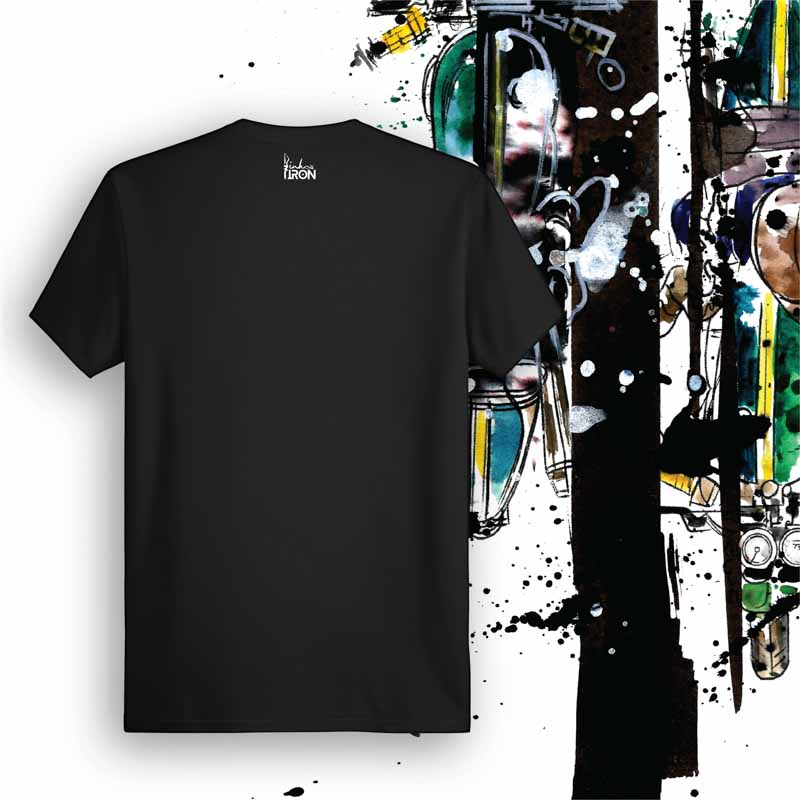 Convergence Motorcycle T-Shirt (Black) – Back view of biker tee by Ink and Iron, with minimal yet bold design representing the meeting of journeys on soft, breathable cotton.