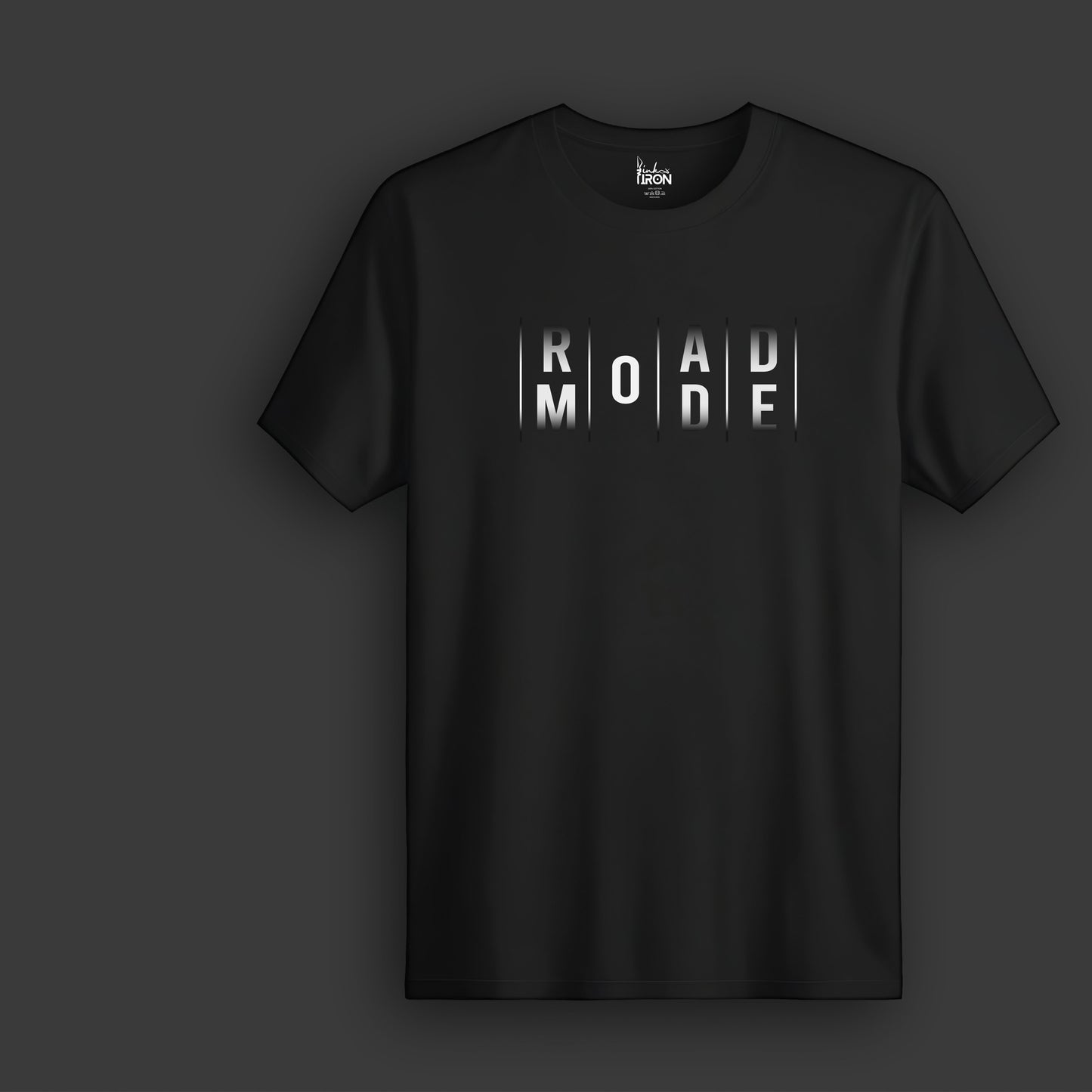 Road Mode T-Shirt (Black) - Features clean, cutout-style lettering with bold contrast, capturing the spirit of focus and forward motion.