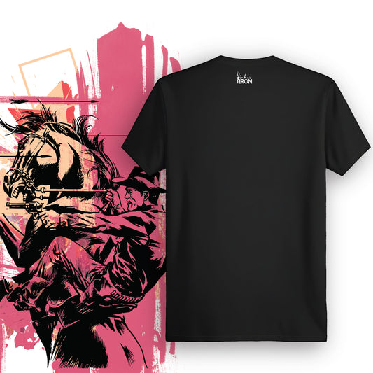 The Walkdown T-Shirt (Black) – Plain black back with upper-neck logo print; designed for a versatile unisex fit and clean finish.