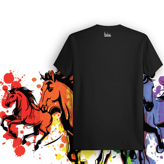 The Golden Five T-Shirt (Black) – Plain black back panel for a clean, grounded silhouette that complements the high-impact front.
