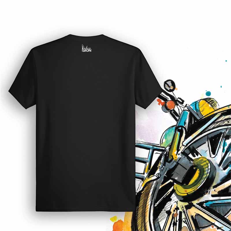 Dyno Motorcycle T-Shirt (Black) – Back view of biker tee by Ink and Iron, with minimal yet bold design celebrating horsepower gains, speed tuning, and the pursuit of peak performance on soft, breathable cotton.
