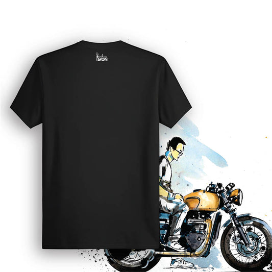 Power Commander Motorcycle T-Shirt (Black) – Back view of biker tee by Ink and Iron, with minimal yet bold design celebrating speed tuning, throttle response optimization, and peak motorcycle performance on soft, breathable cotton.
