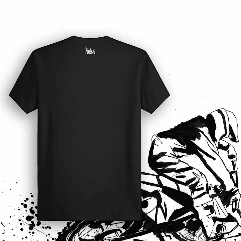 Motocross Motorcycle T-Shirt (Black) – Back view of biker tee by Ink and Iron, with minimal yet bold design celebrating the thrill of dirt tracks, rugged terrains, and high-speed motocross riding on soft, breathable cotton.
