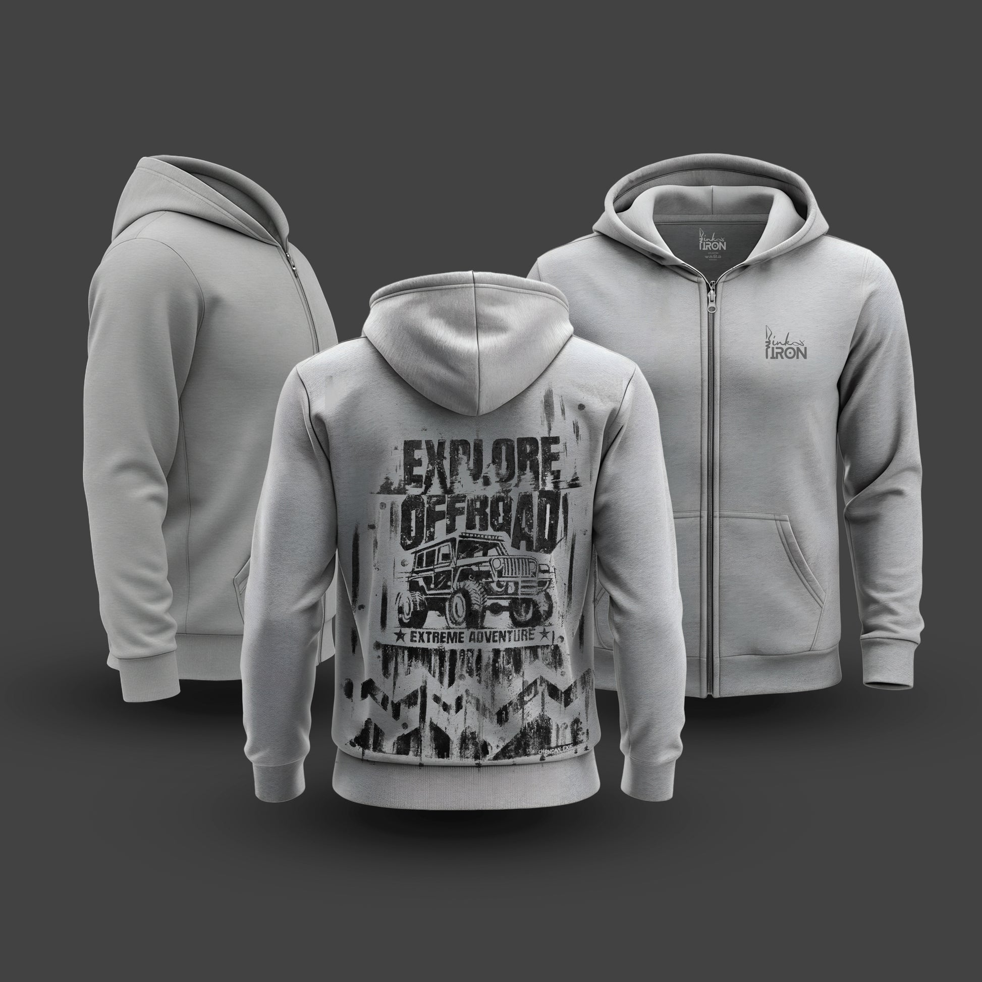 Detailed hand-painted off-road–inspired artwork printed on the back, showcasing mechanical elements, terrain textures, and exploration-driven visuals - each brushstroke unique to this piece.