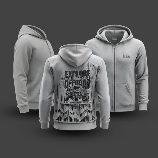 Detailed hand-painted off-road–inspired artwork printed on the back, showcasing mechanical elements, terrain textures, and exploration-driven visuals - each brushstroke unique to this piece.