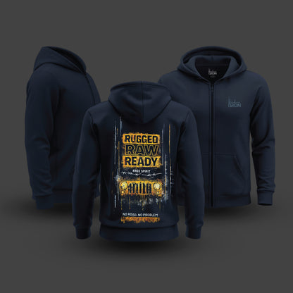 Bold hand-painted artwork printed on the back, featuring layered typography and graphic elements that reflect independence, motion, and an untamed mindset. Every piece carries unique hand-finished character.