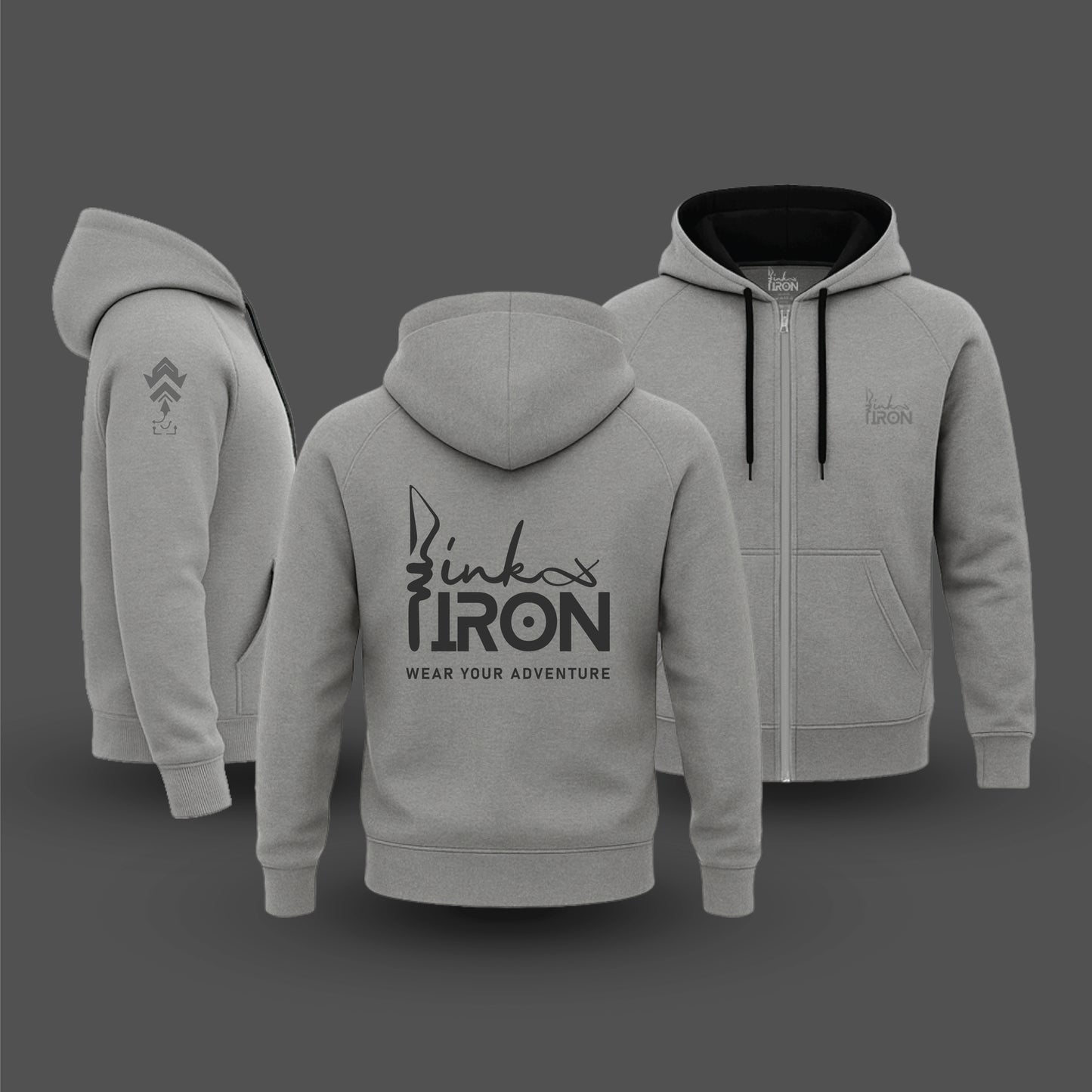  Ink and Iron Logo Hoodie in Gray - Minimalist lifestyle hoodie with logo print.