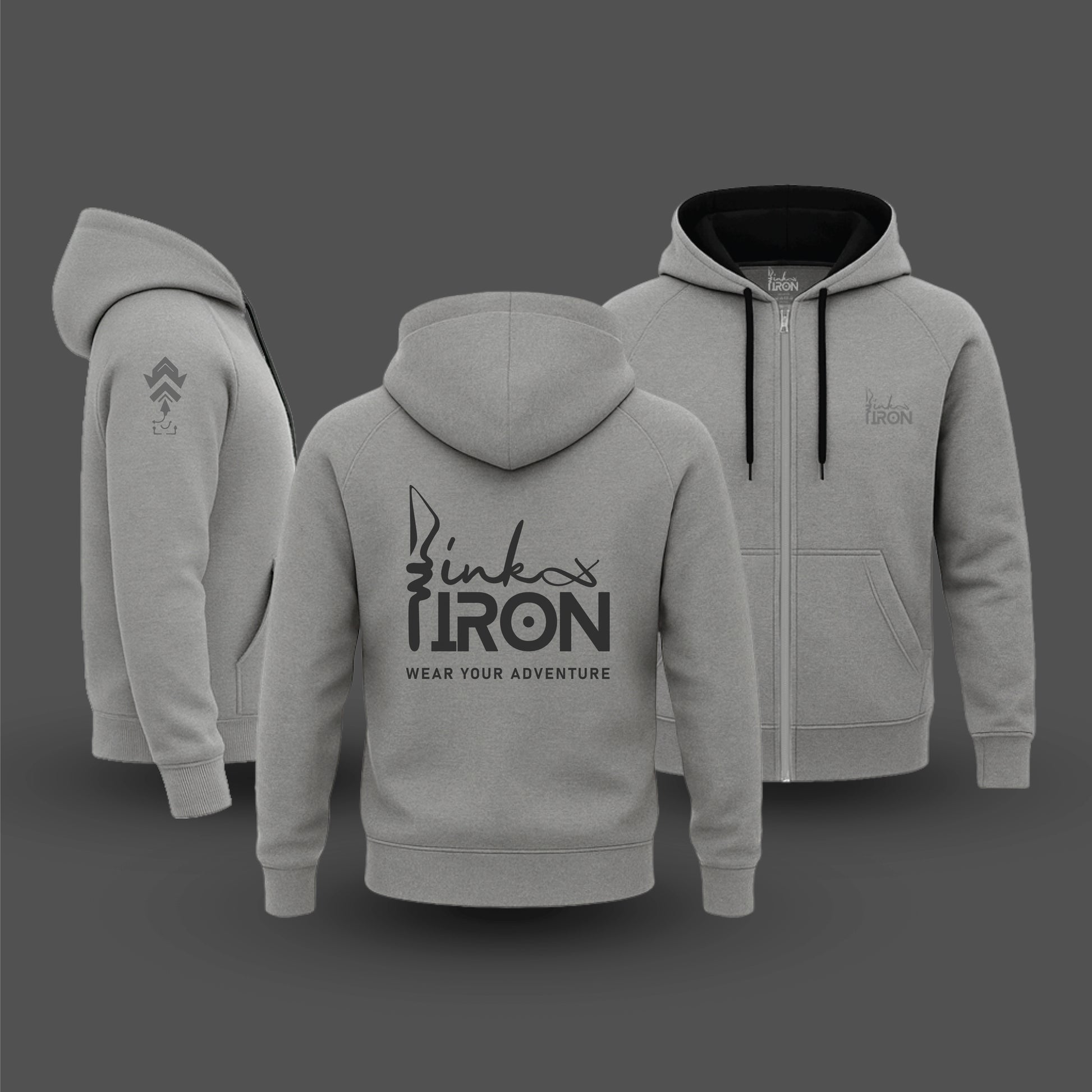  Ink and Iron Logo Hoodie in Gray - Minimalist lifestyle hoodie with logo print.