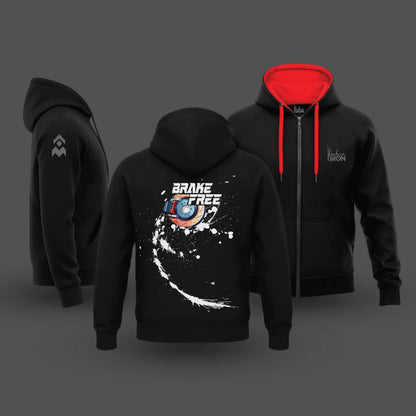 Ink and Iron Brake Free Hoodie in Black - Bold streetwear for riders who live fast.