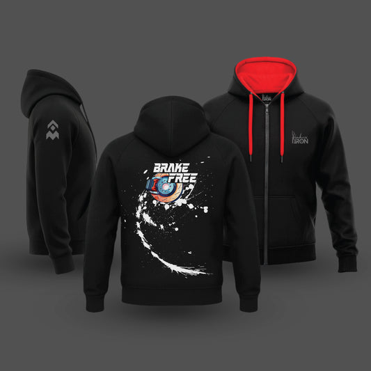 Ink and Iron Brake Free Hoodie in Black - Bold streetwear for riders who live fast.