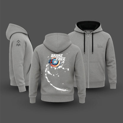  Ink and Iron Brake Free Hoodie in Gray - Minimalist moto-style with bold front artwork.