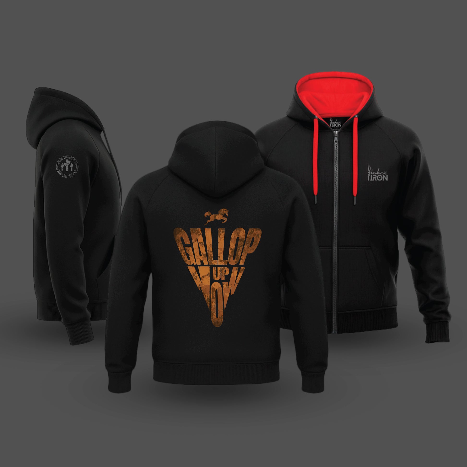 Ink and Iron Gallop Up Now Hoodie (Black) - Push Ahead, Ride Bold
