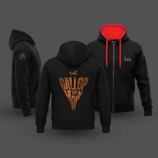 Ink and Iron Gallop Up Now Hoodie (Black) - Push Ahead, Ride Bold

