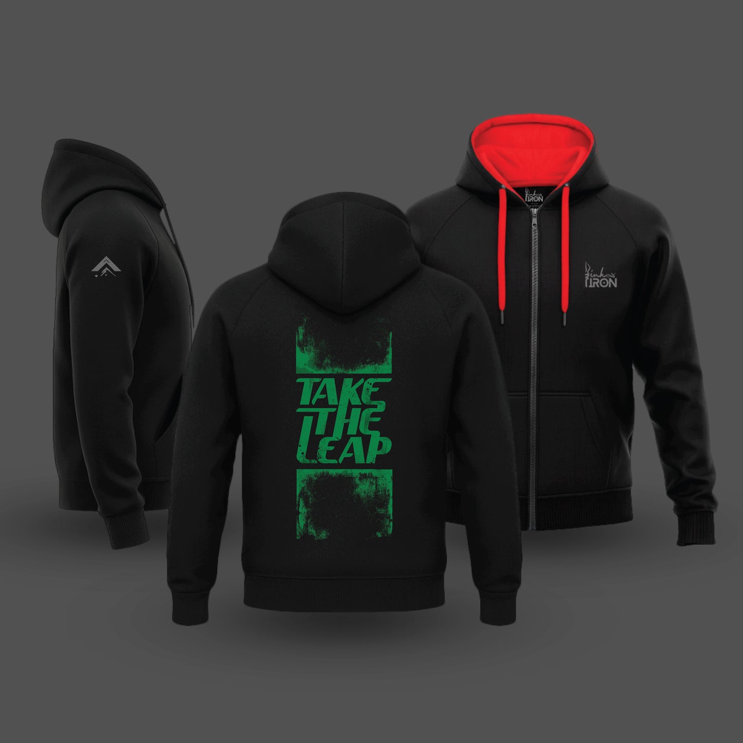 Ink and Iron Take The Leap Hoodie in Black - rider’s hoodie with bold statement artwork.
