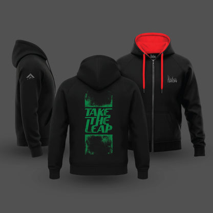 Ink and Iron Take The Leap Hoodie in Black - rider’s hoodie with bold statement artwork.
