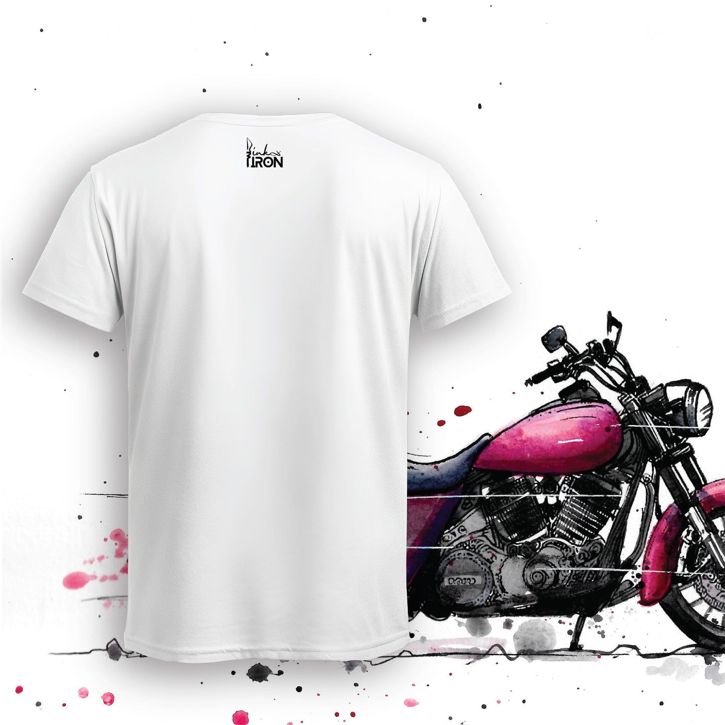 Impeller Motorcycle T-Shirt (White) – Back view of a clean, minimal design by Ink and Iron, offering comfort, breathability, and a timeless silhouette for everyday rides.