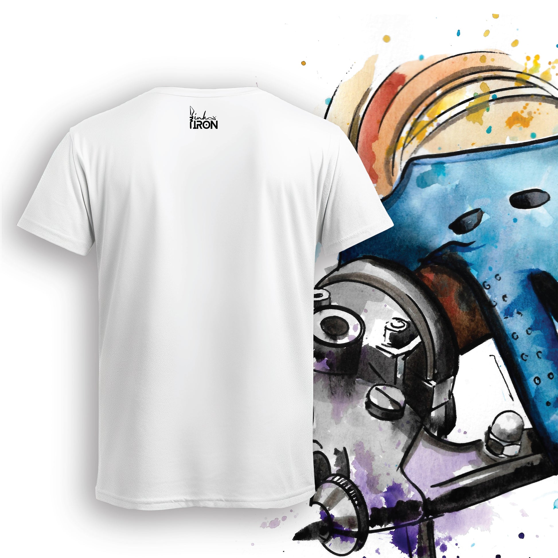 Clutching It Up Motorcycle T-Shirt (White) – Back view of a clean, minimal design by Ink and Iron, offering breathable comfort and a relaxed fit for everyday rides.
