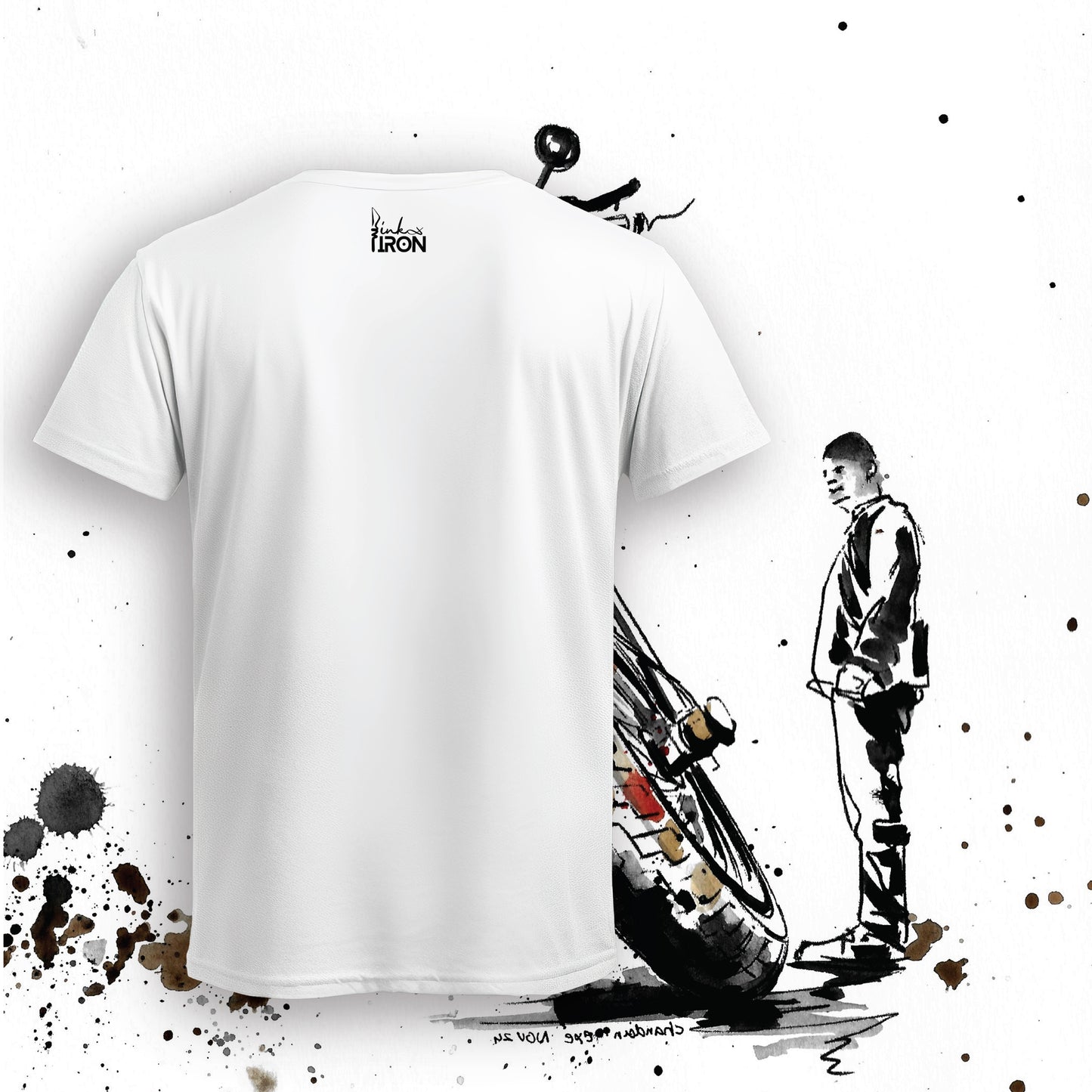 Savage Motorcycle T-Shirt (White) – Back view of a clean, minimal design by Ink and Iron, ensuring comfort, breathability, and timeless everyday wear.
