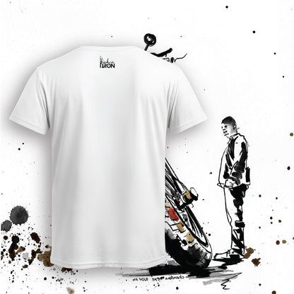 Savage Motorcycle T-Shirt (White) – Back view of a clean, minimal design by Ink and Iron, ensuring comfort, breathability, and timeless everyday wear.
